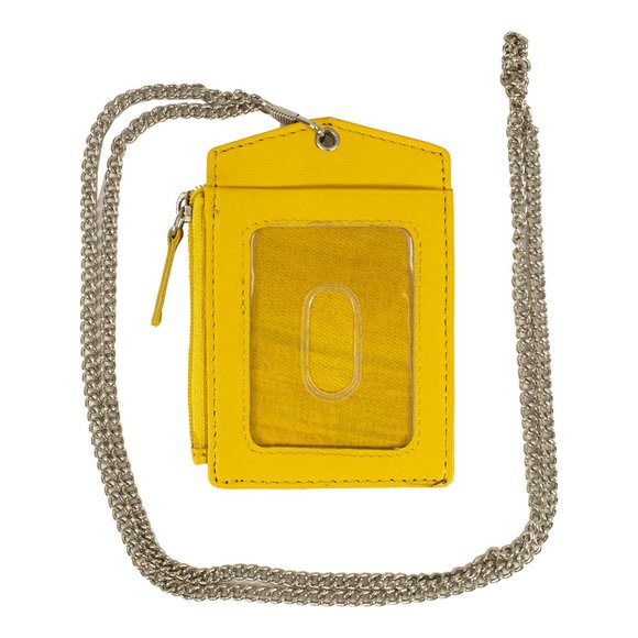 Premium Genuine Leather ID Lanyard Card Holder with Long Metal - Picture 4 of 11